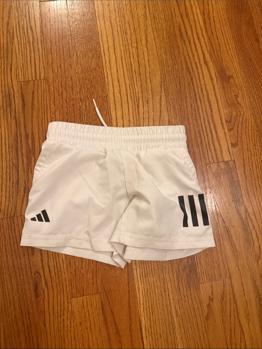 adidas White Kids Athletic Shorts with Black Stripes - Tennis